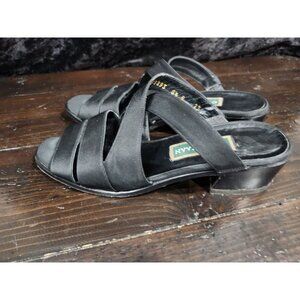 EUC Cole Haan Black Woven Leather Heeled Sandal/Sz. 8.5B